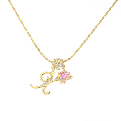 14k Initial Heart Charm Necklace