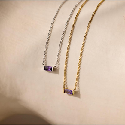 Rectange Birthstone Necklace