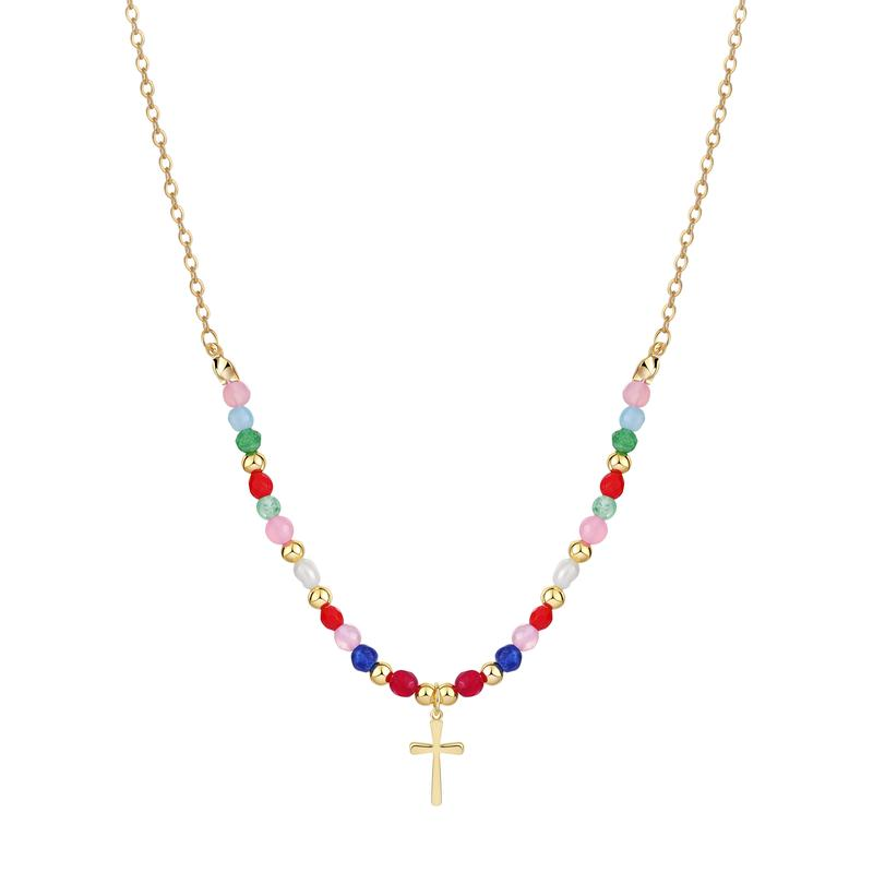 Colorful Beaded Cross Necklace