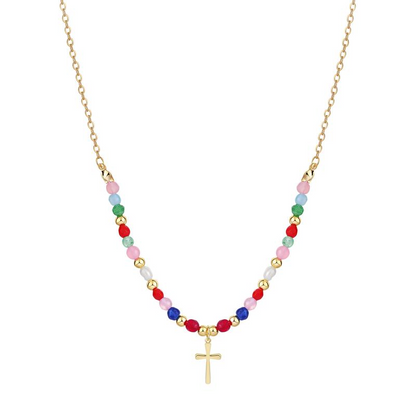 Colorful Beaded Cross Necklace
