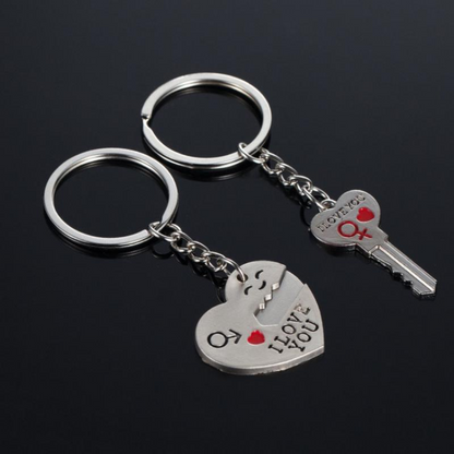2pc Lovers Heart Keychain Set