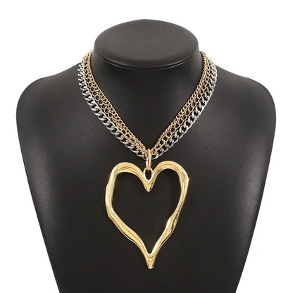 Big Heart Layered Collarbone Chain Necklace