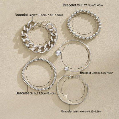 5pc Chunky Stackable Bracelet Set