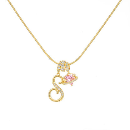 14k Initial Heart Charm Necklace