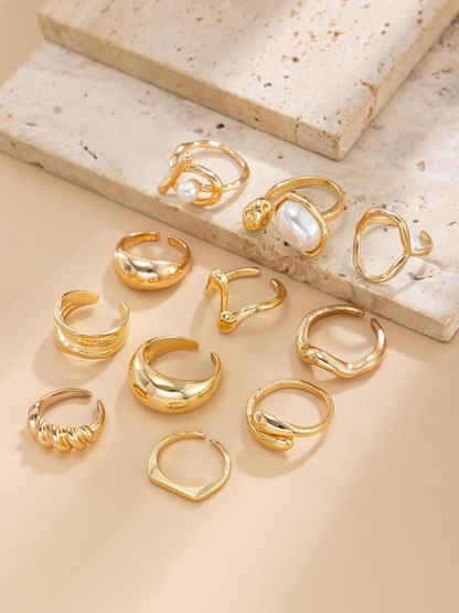 11pc Dainty Irregular Stacking Rings Set