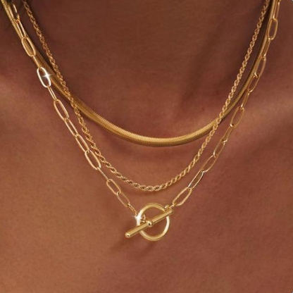 3pc Layered Toggle Necklace Set