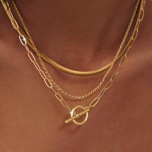 3pc Layered Toggle Necklace Set