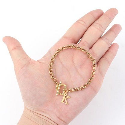 Initial Heart Toggle Bracelet