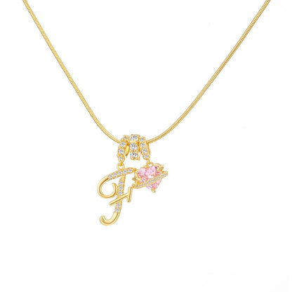 14k Initial Heart Charm Necklace
