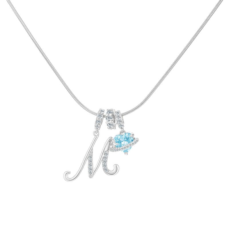 14k Initial Heart Charm Necklace