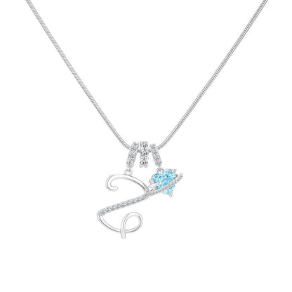 14k Initial Heart Charm Necklace