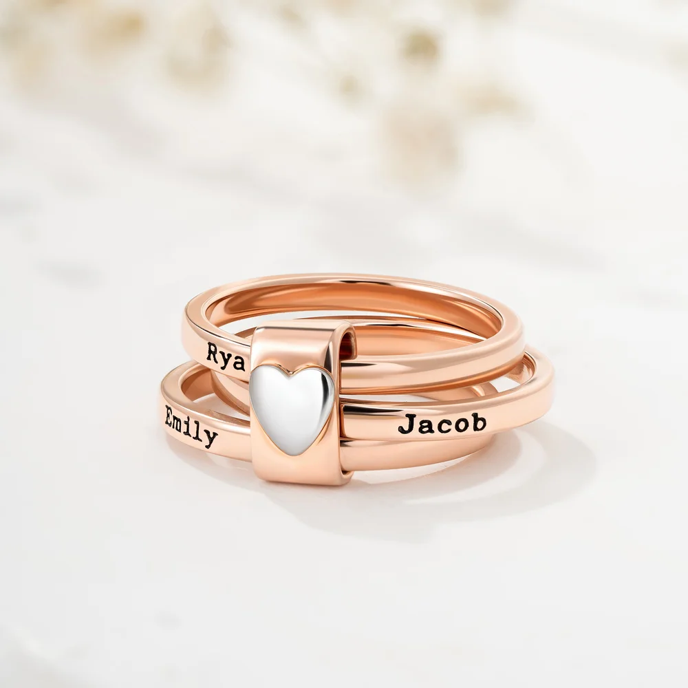 Personalized Heart Stackable Ring