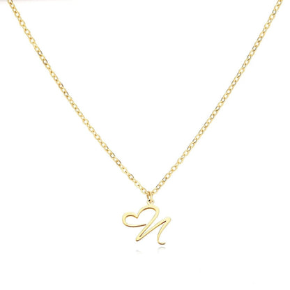 Dainty Heart Letter Initial Necklace