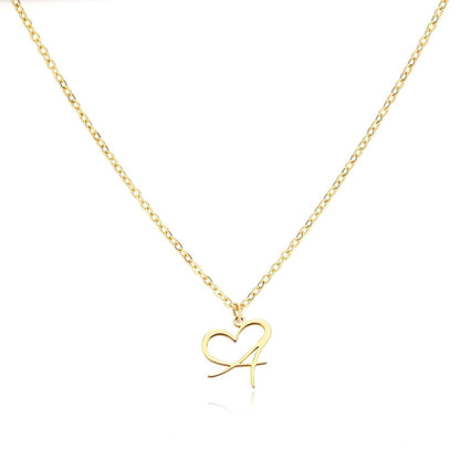 Dainty Heart Letter Initial Necklace