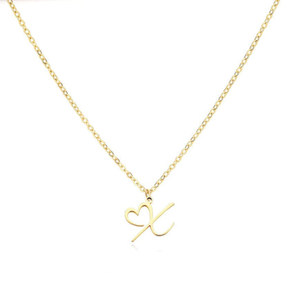 Dainty Heart Letter Initial Necklace