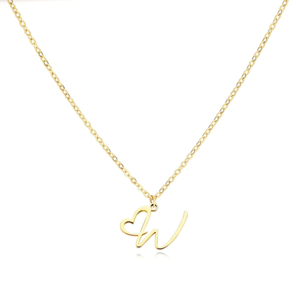 Dainty Heart Letter Initial Necklace