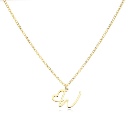 Dainty Heart Letter Initial Necklace