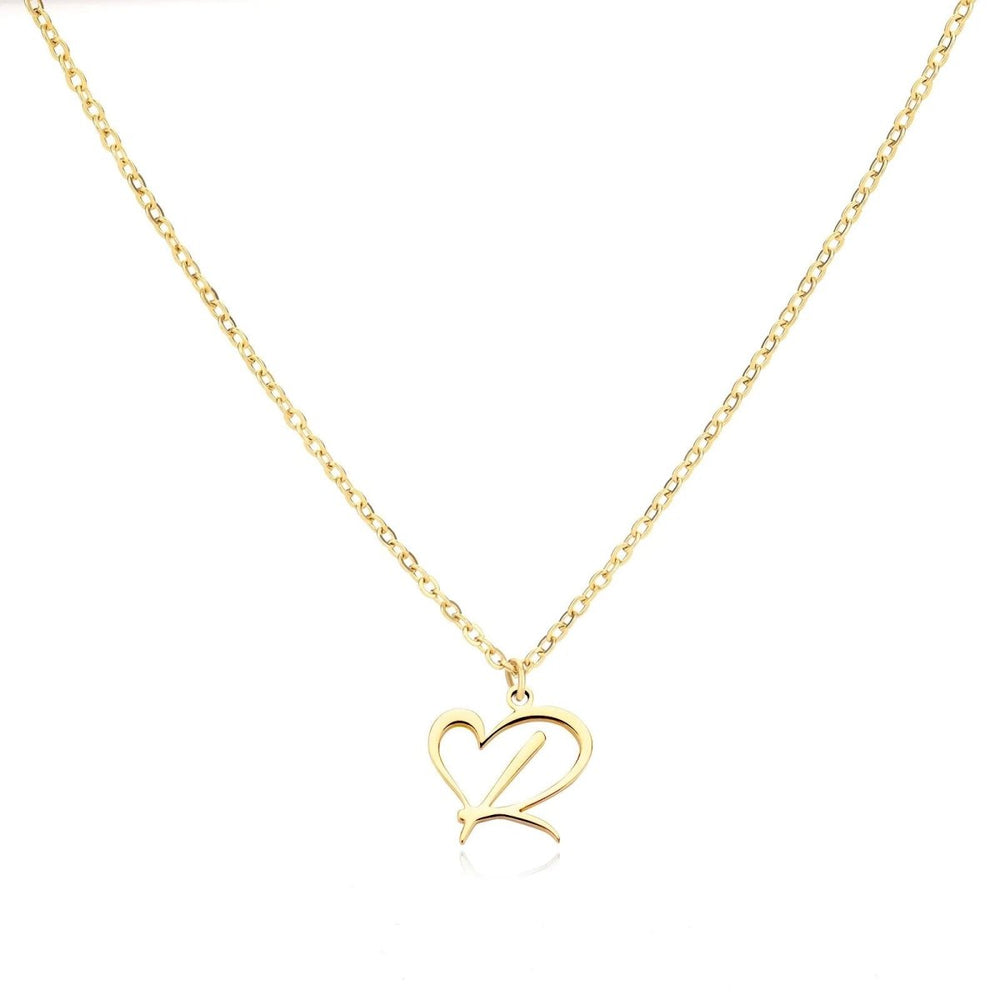Dainty Heart Letter Initial Necklace