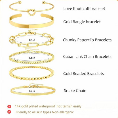 6pc 14k Bracelet Set