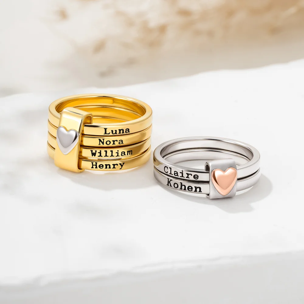 Personalized Heart Stackable Ring