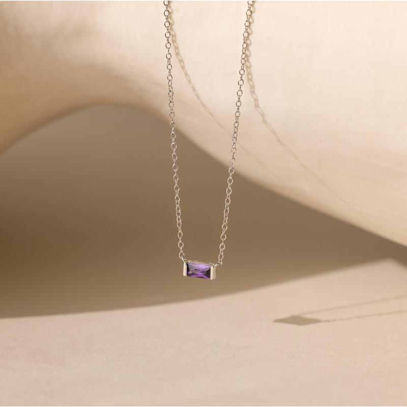 Rectange Birthstone Necklace