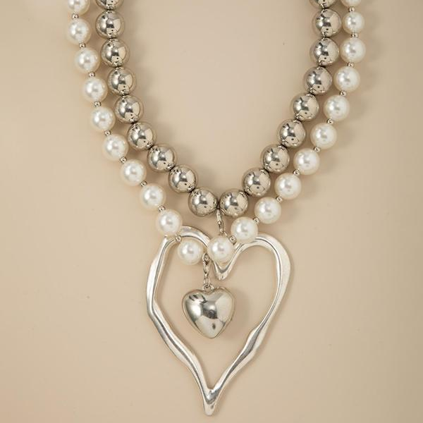 2pc Chunky Love Heart Necklace Set