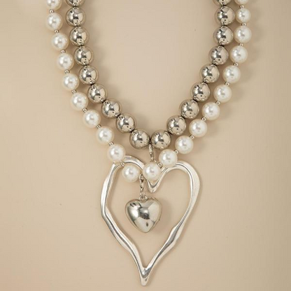 2pc Chunky Love Heart Necklace Set