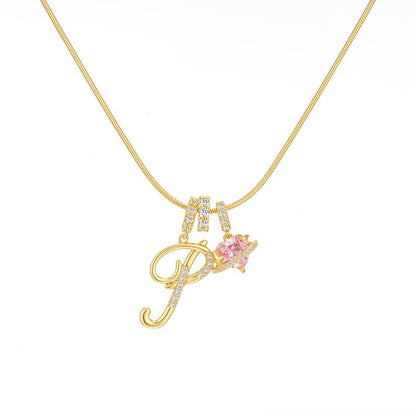 14k Initial Heart Charm Necklace