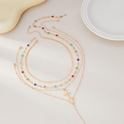4 Piece Vintage Cross Layered Necklace