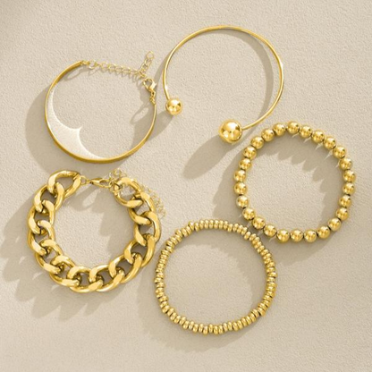 5pc Chunky Stackable Bracelet Set