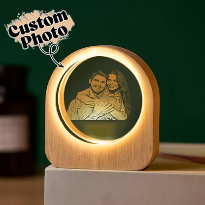 Personalized Family 3D Engraved Crystal Photo LED Light