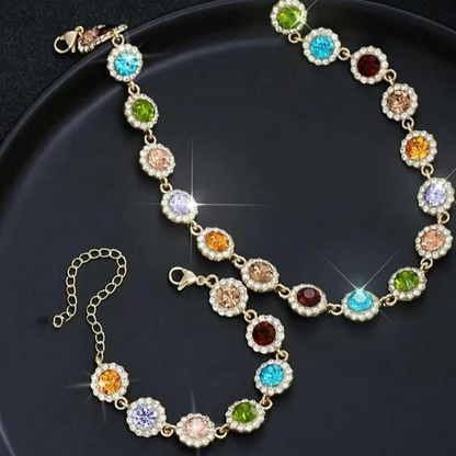 Colorful Circles Necklace And Bracelet Set