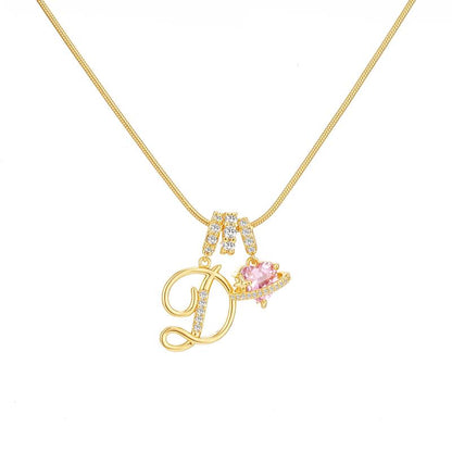 14k Initial Heart Charm Necklace