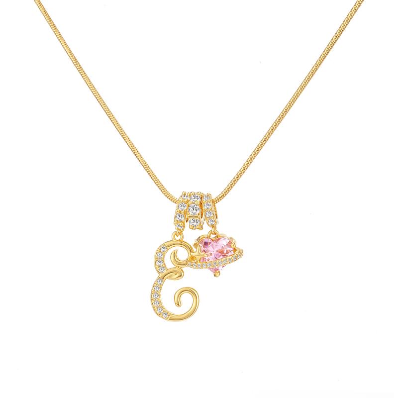 14k Initial Heart Charm Necklace