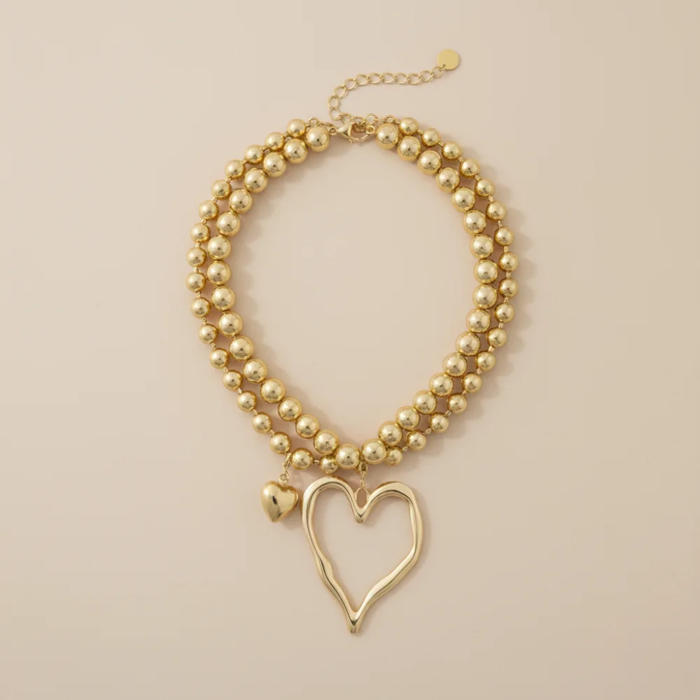 2pc Heart Beaded Necklace Set