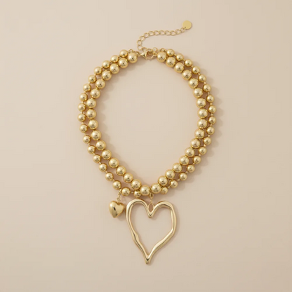 2pc Heart Beaded Necklace Set