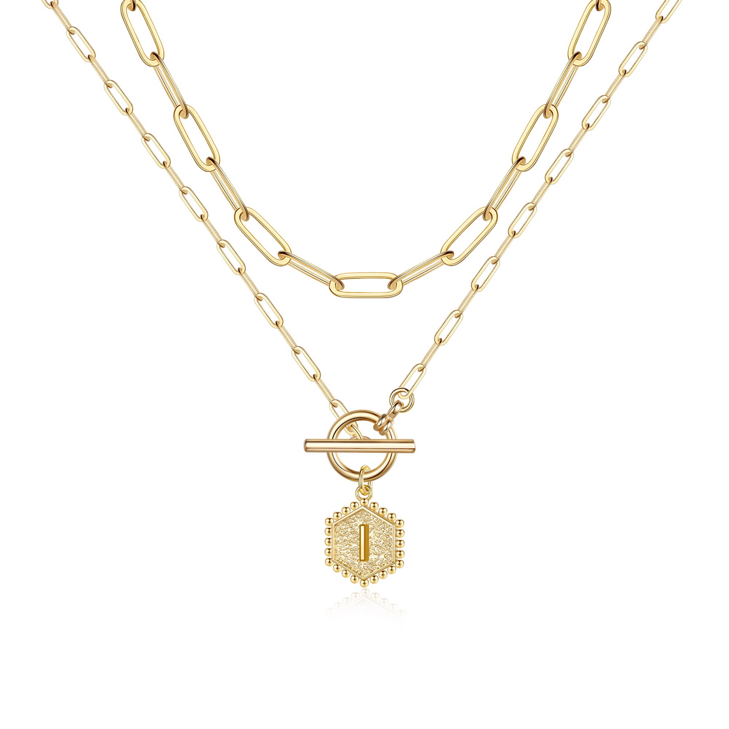 2pc Initial Toggle Necklace Set
