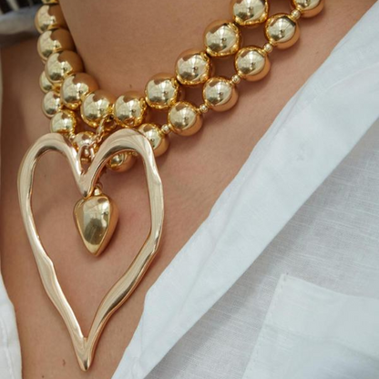 2pc Heart Beaded Necklace Set