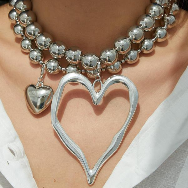 2pc Heart Beaded Necklace Set