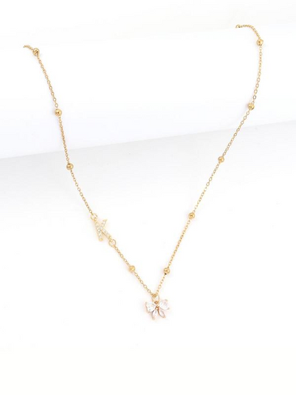 Crystal Bow Knot Letter Necklace