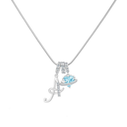 14k Initial Heart Charm Necklace