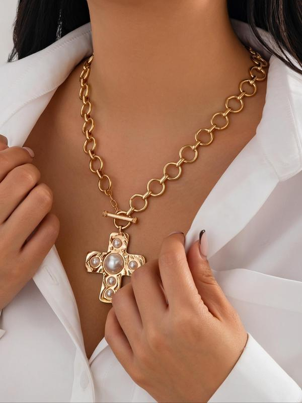 Pearl Cross Buckle Necklace