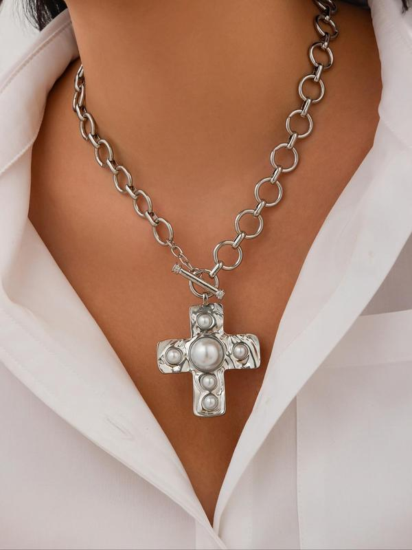 Pearl Cross Buckle Necklace