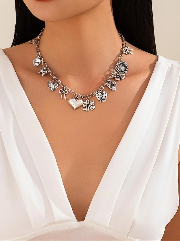 Heart Bow Charms Necklace