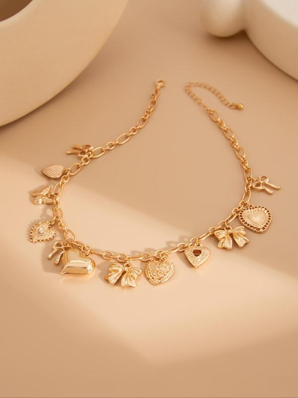Heart Bow Charms Necklace