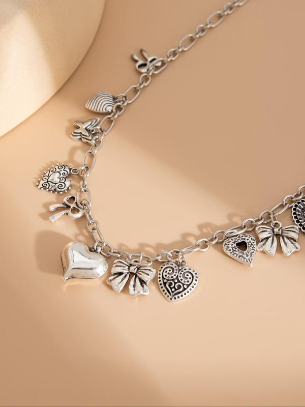 Heart Bow Charms Necklace
