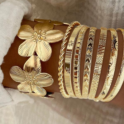 8pc Floral Bracelet Set