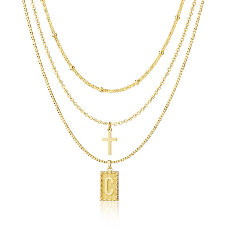 3pc Letter Cross Necklace Set