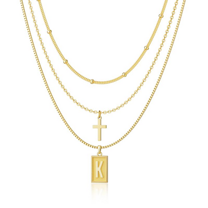 3pc Letter Cross Necklace Set