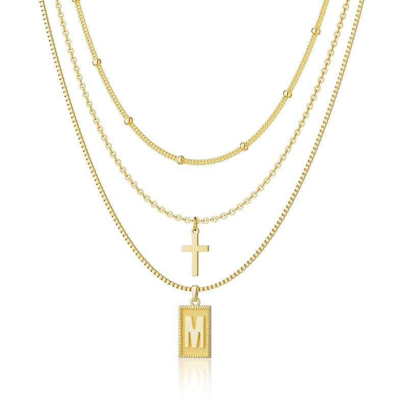 3pc Letter Cross Necklace Set